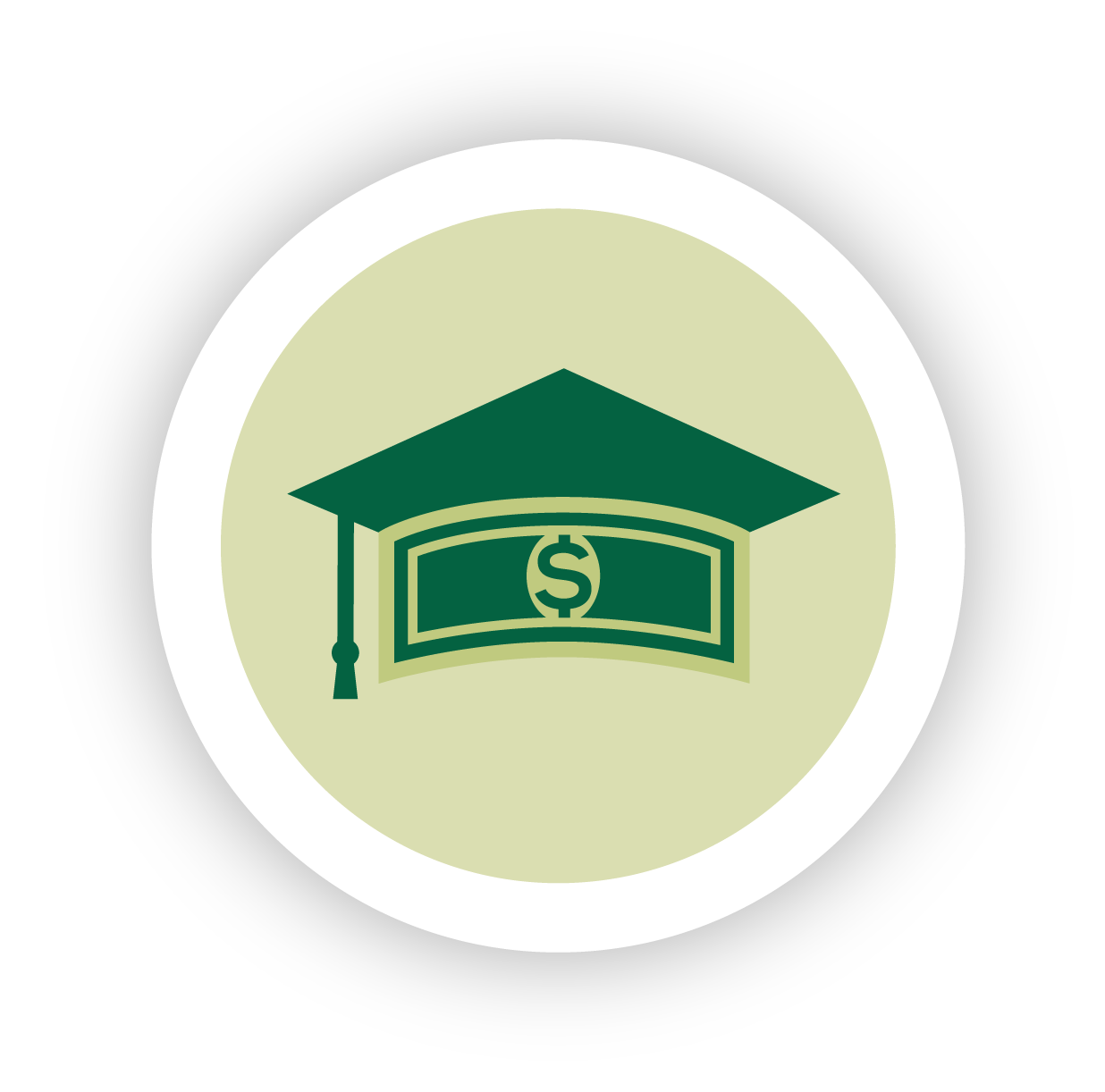 Graduation cap and dollars icon