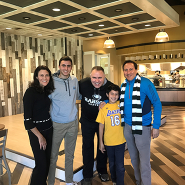 Family in Trim dining hall
