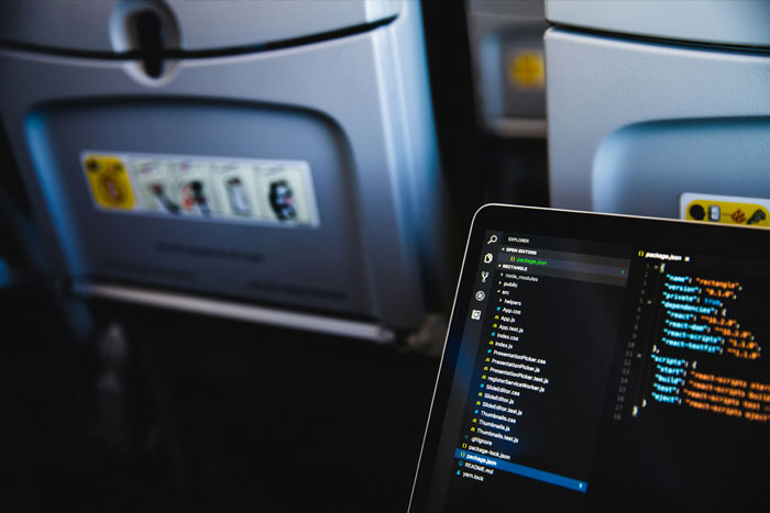 laptop on a flight