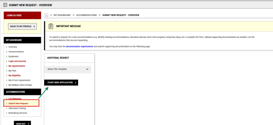 Submit New Request screenshot