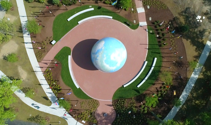 Overhead shot of Babson Globe