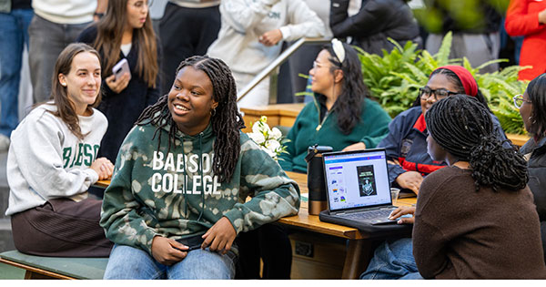 Students in Babson Commons