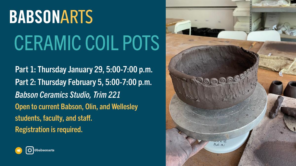 a graphic advertising a ceramic coil pots visual arts workshop