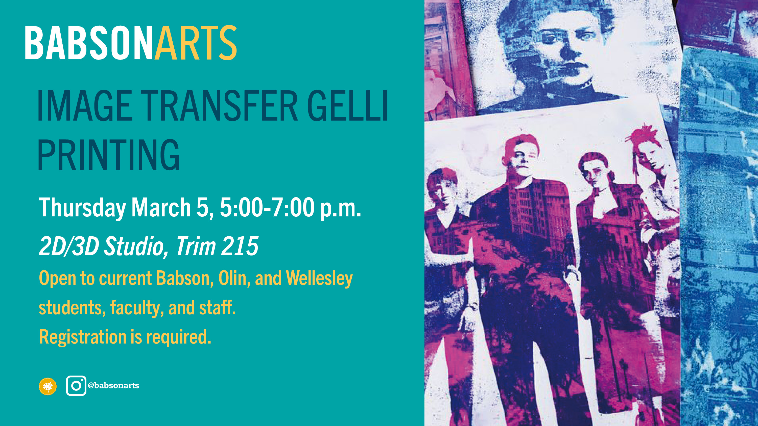 a graphic advertising a visual arts workshop on Gelli Painting