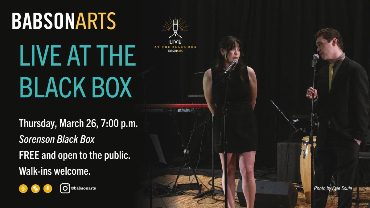 a graphic advertising Live at the Black Box performance event