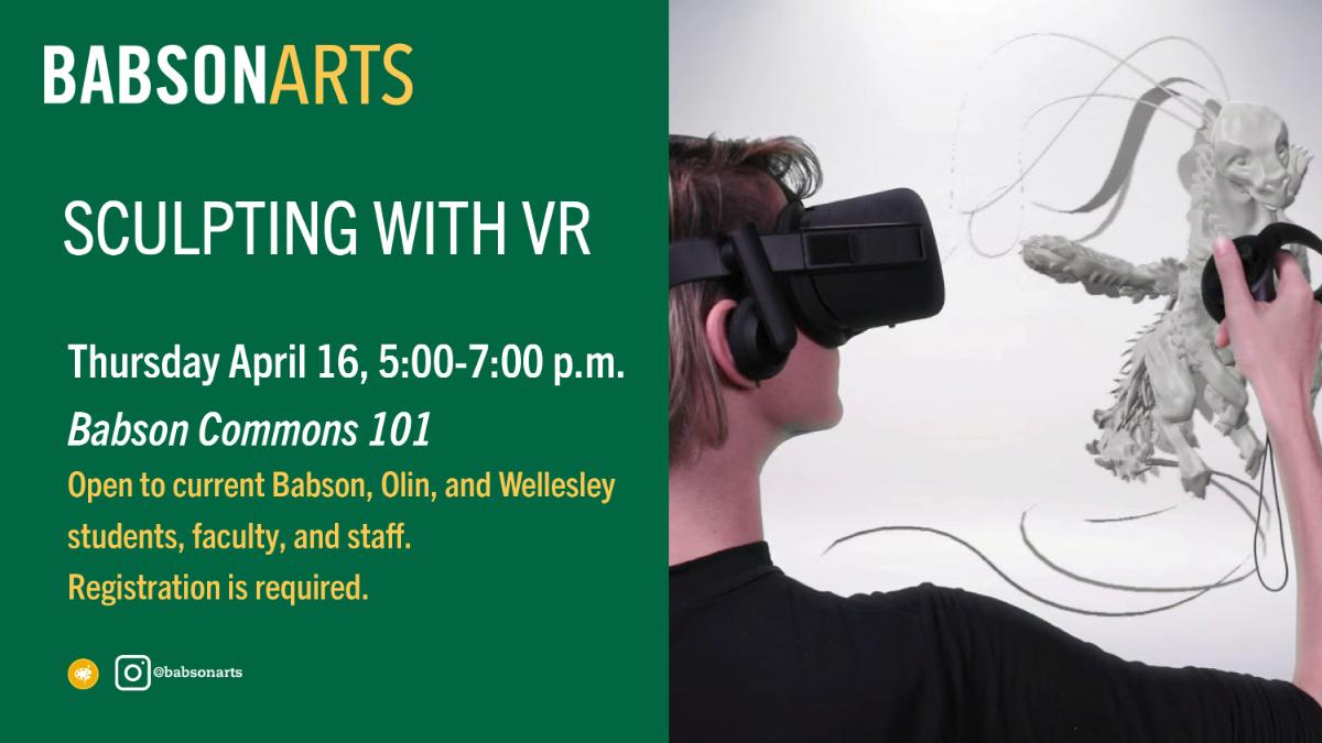 a graphic advertising a visual arts workshop using virtual reality