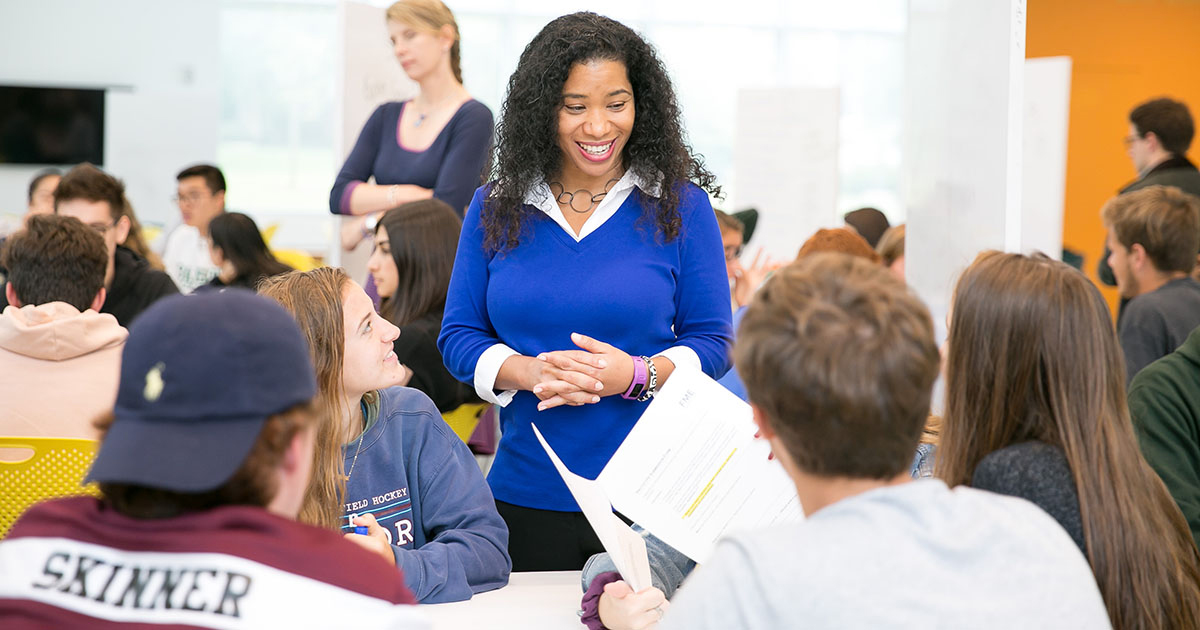 Woman teaching class