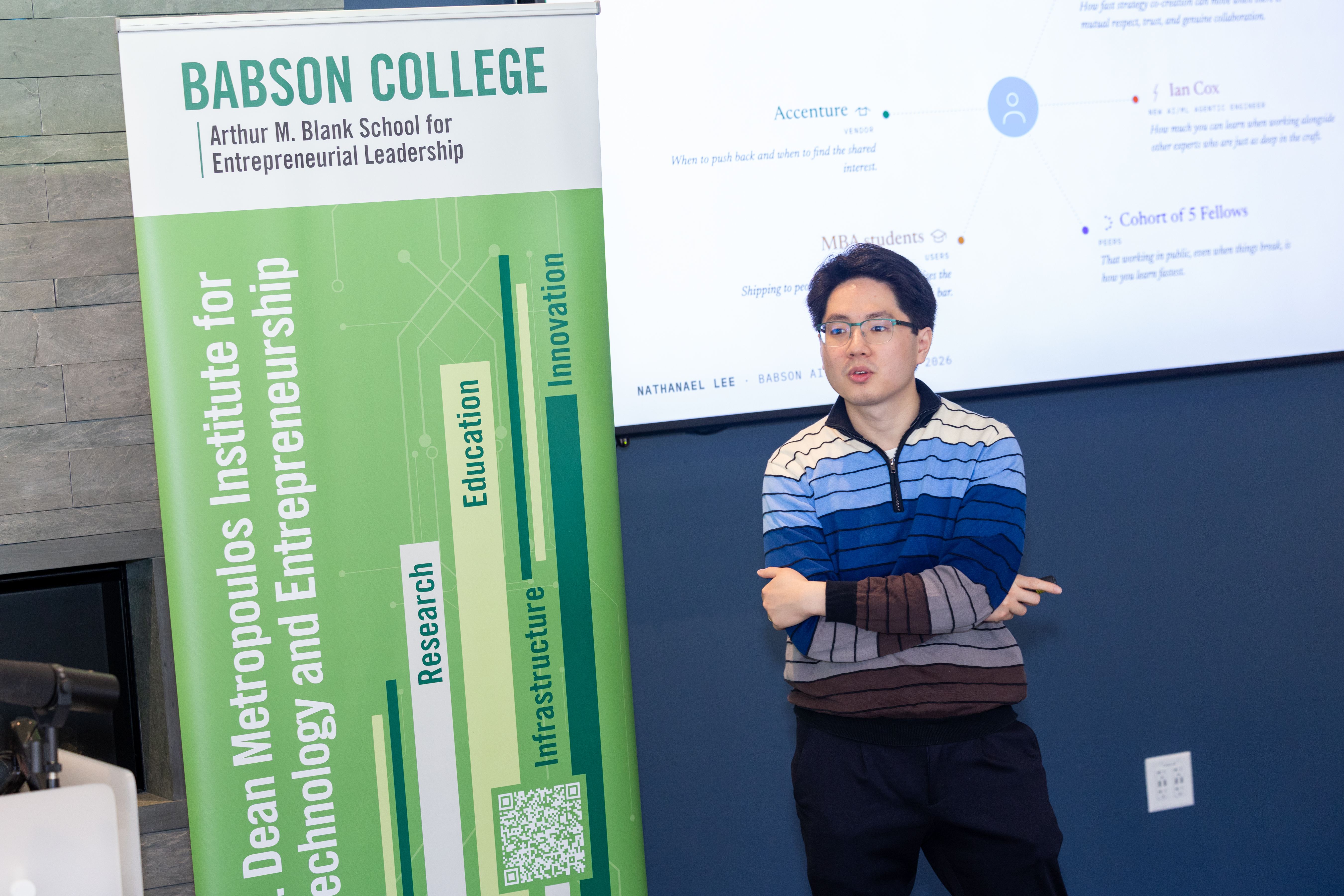 Nathanael Lee MBA'27 presents at the AI Luncheon