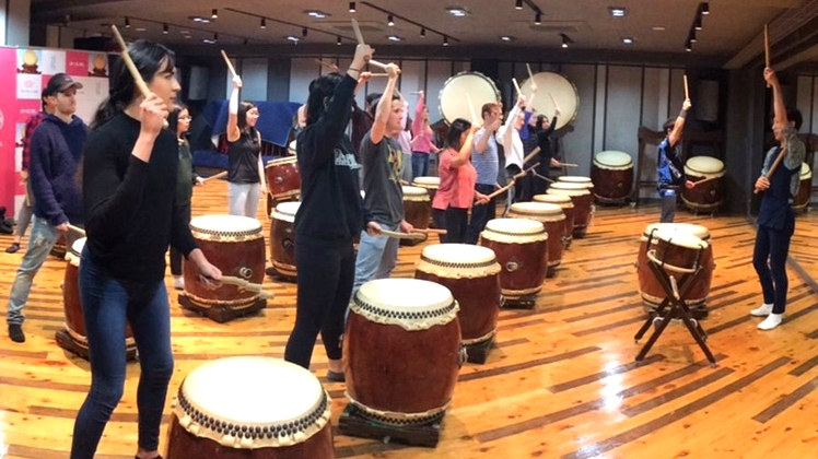 Students drumming