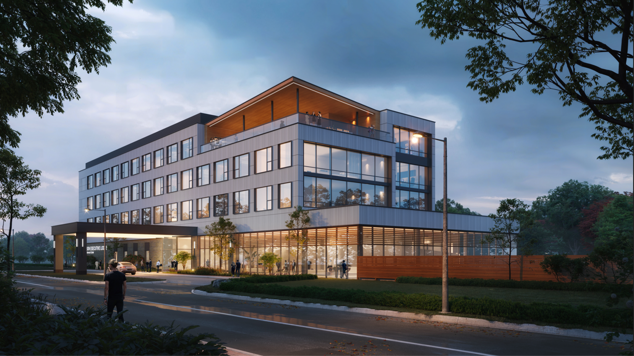 ELCC Night Rendering A rendering of the ELCC outside at night