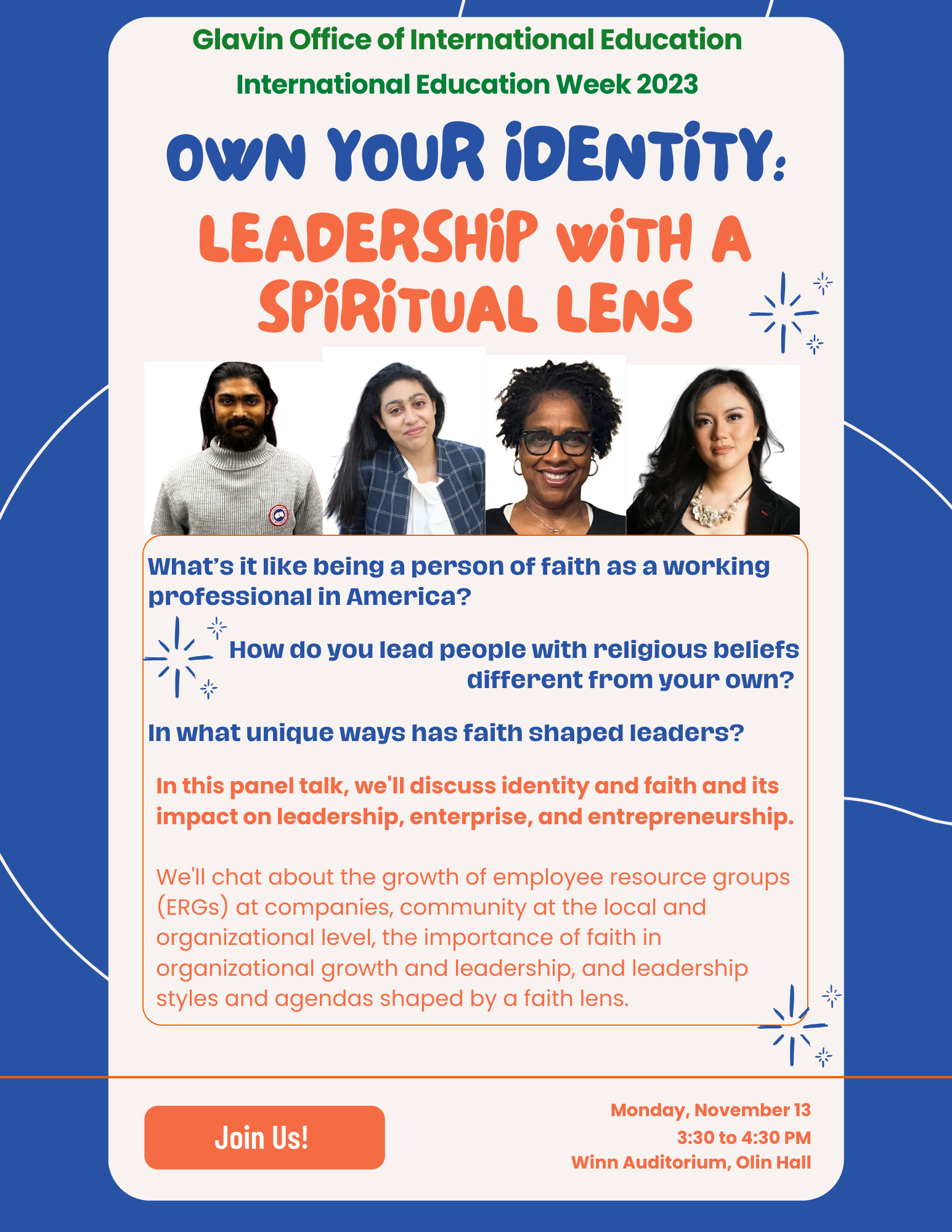 Session flyer for Own Your Identity: Leadership with a Spiritual Lens