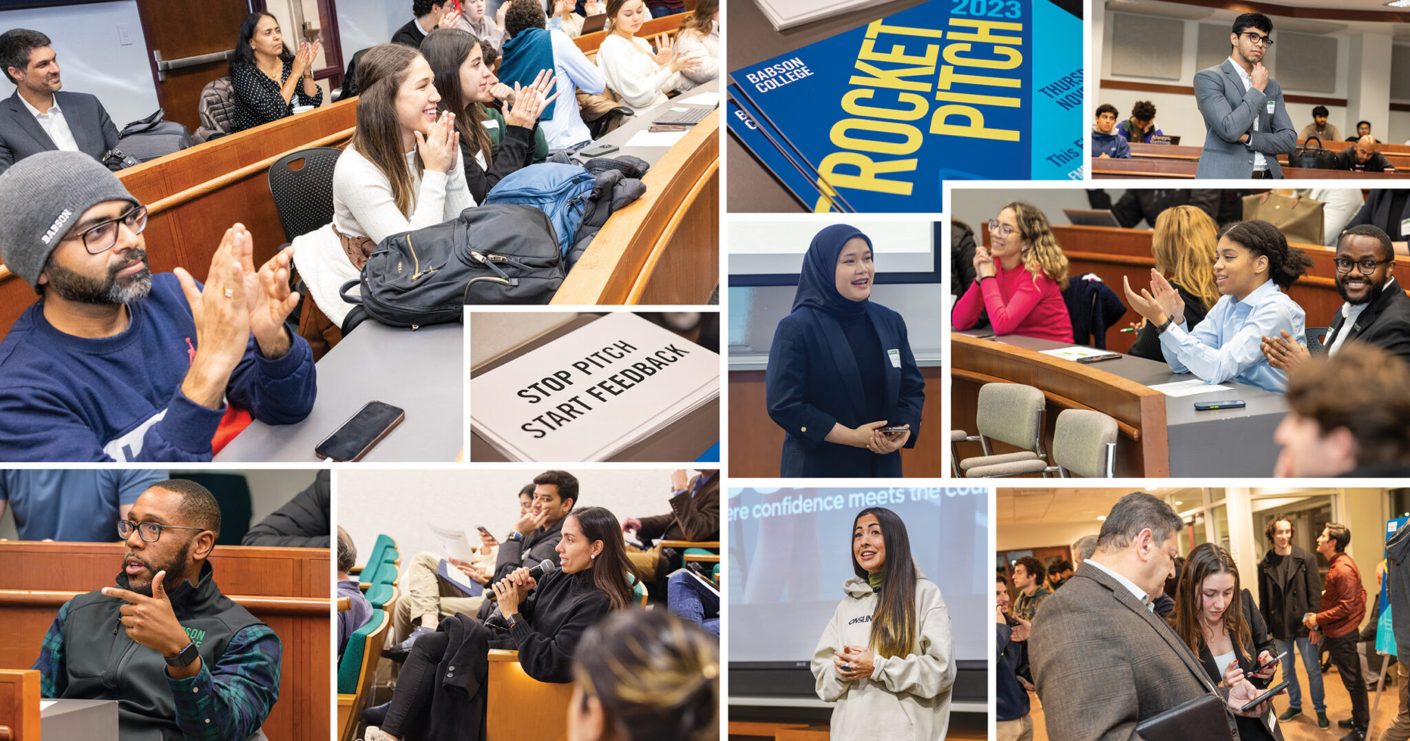 Various pictures collage from Rocket Pitch at Babson