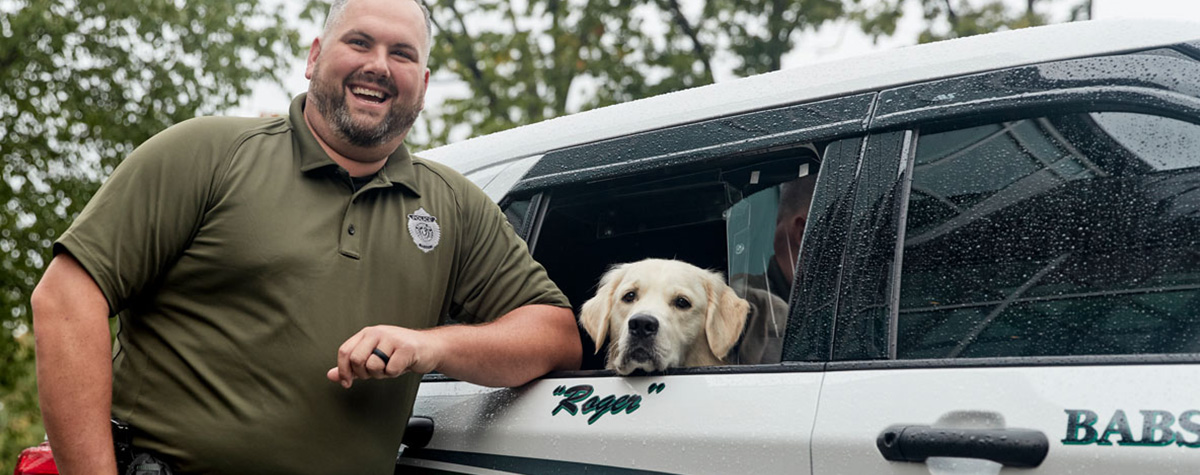 Policeman and a dog