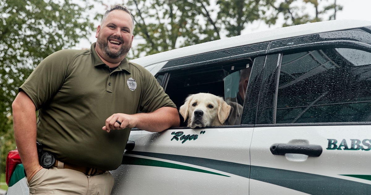 Babson Police with Roger the dog