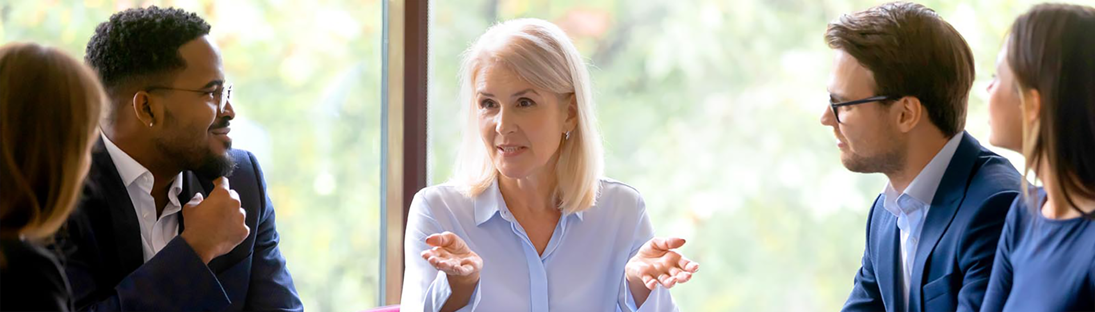 a woman leading a conversation.