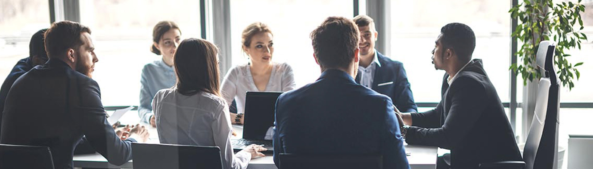 Conference room, people around table