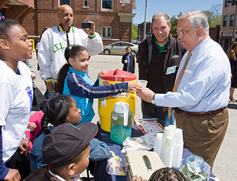 President Schlesinger and Boston’s Mayor Menino at Lemonade Day Boston