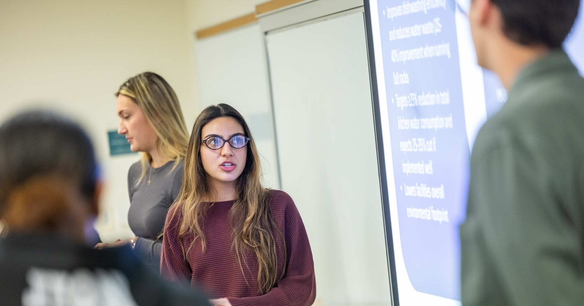 A student presenting in class