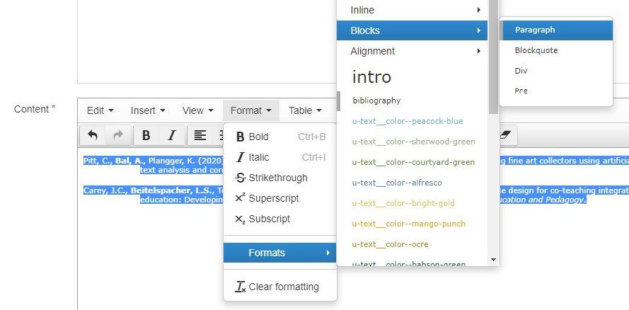 Paragraph Settings